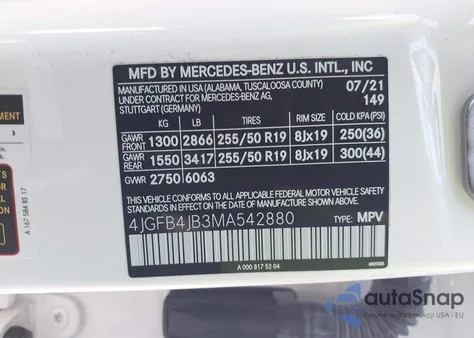 2021 Mercedes-Benz Gle 350 from USA, damaged, VIN 4JGFB4JB3MA542880